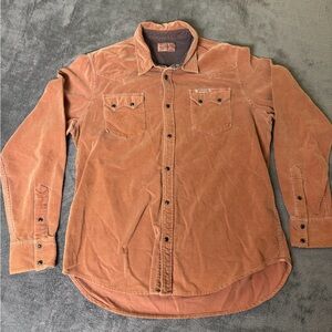 Y2K True Religion Corduroy Pearl Snap Western Cowboy Shirt 3XL Rodeo Orange